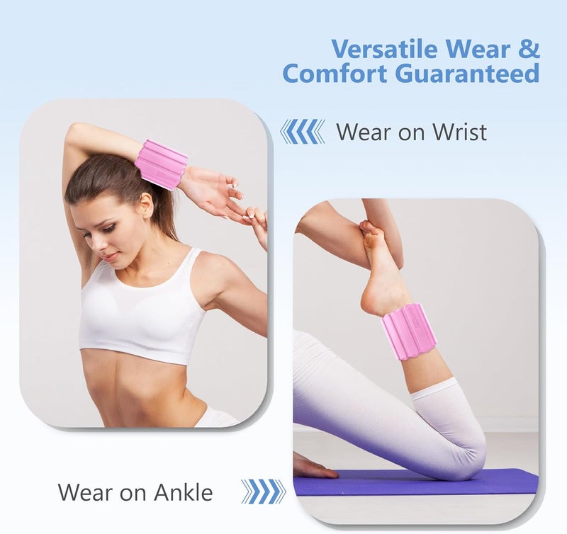 SDATEKIT Wrist and Ankle Weights for Women & Men 2 Pack (1lb Each), Adjustable Silicone Weighted Bracelet for Pilates, Gym, Yoga, Cardio & Strength Training, Bala-Style Bangles Slip-Free Design - Image 4